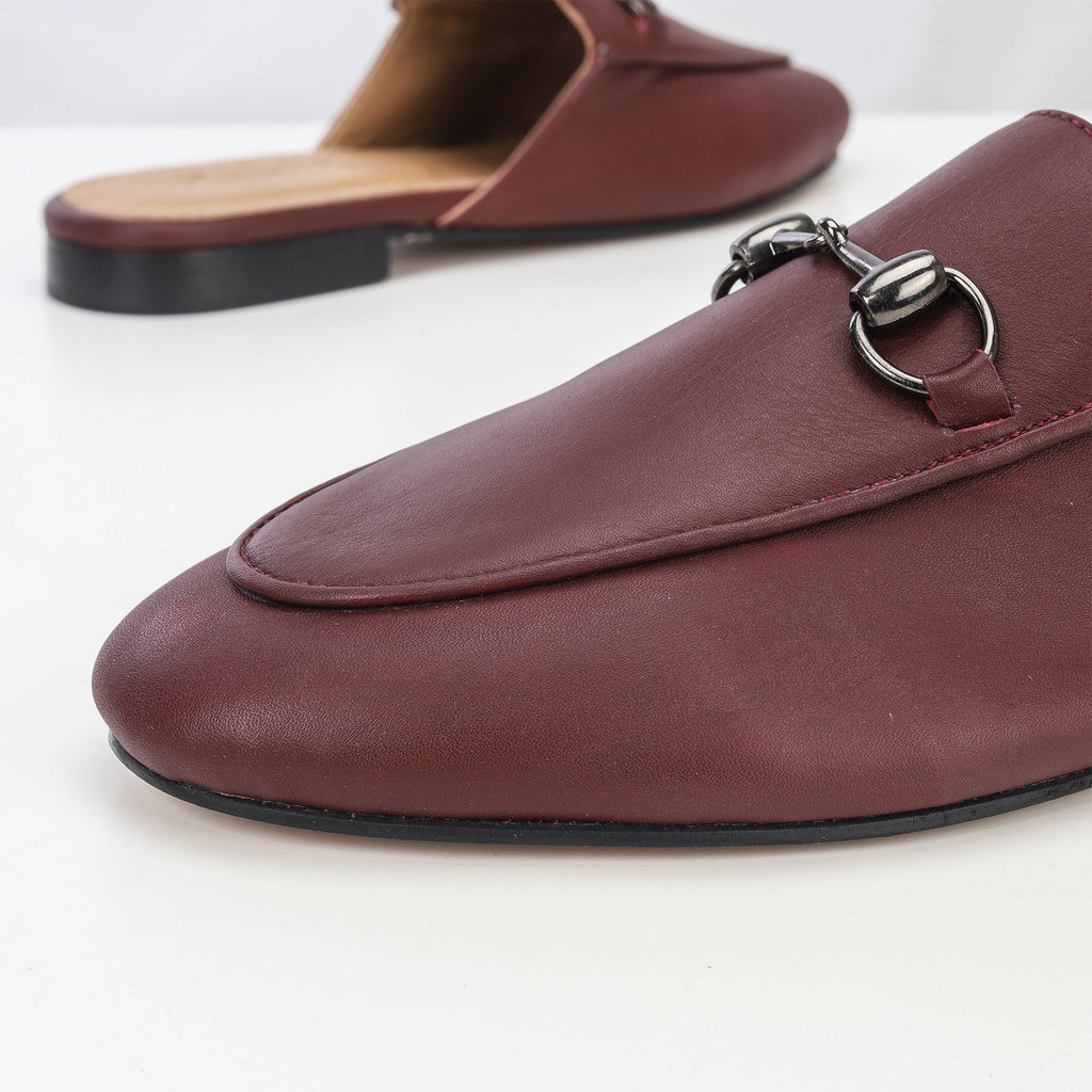 Mules Fes en cuir Bordeaux
