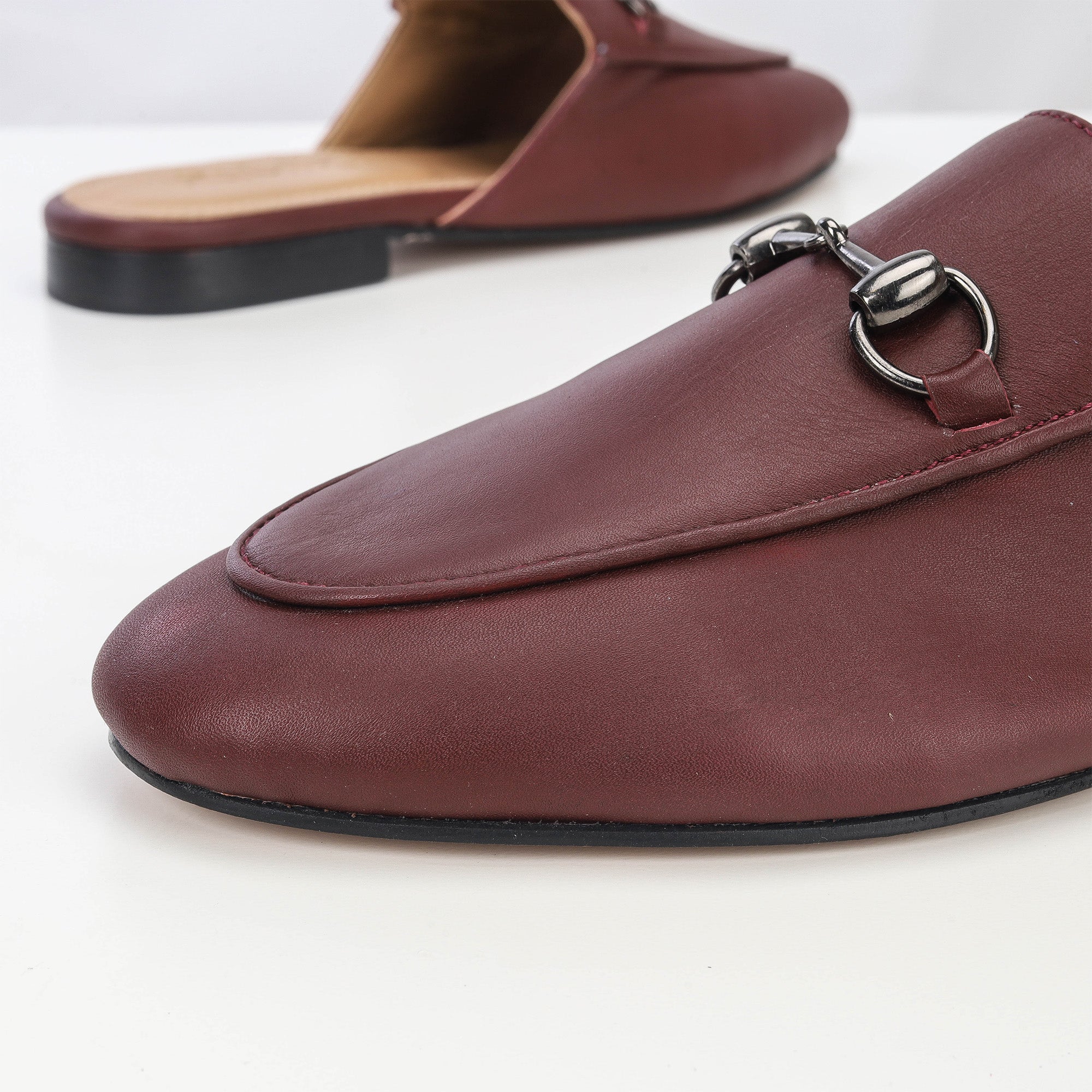 Mules Fes en cuir Bordeaux