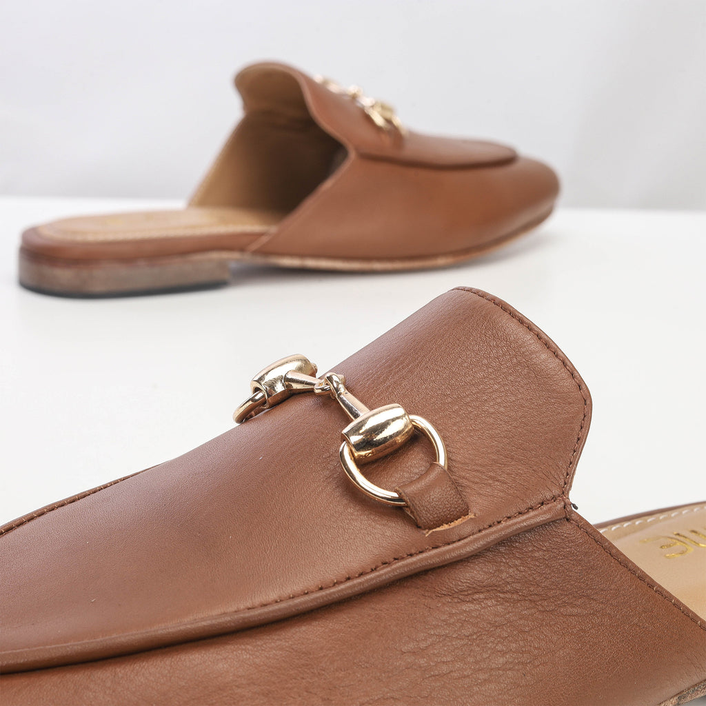 Mules Fes en cuir Tabac