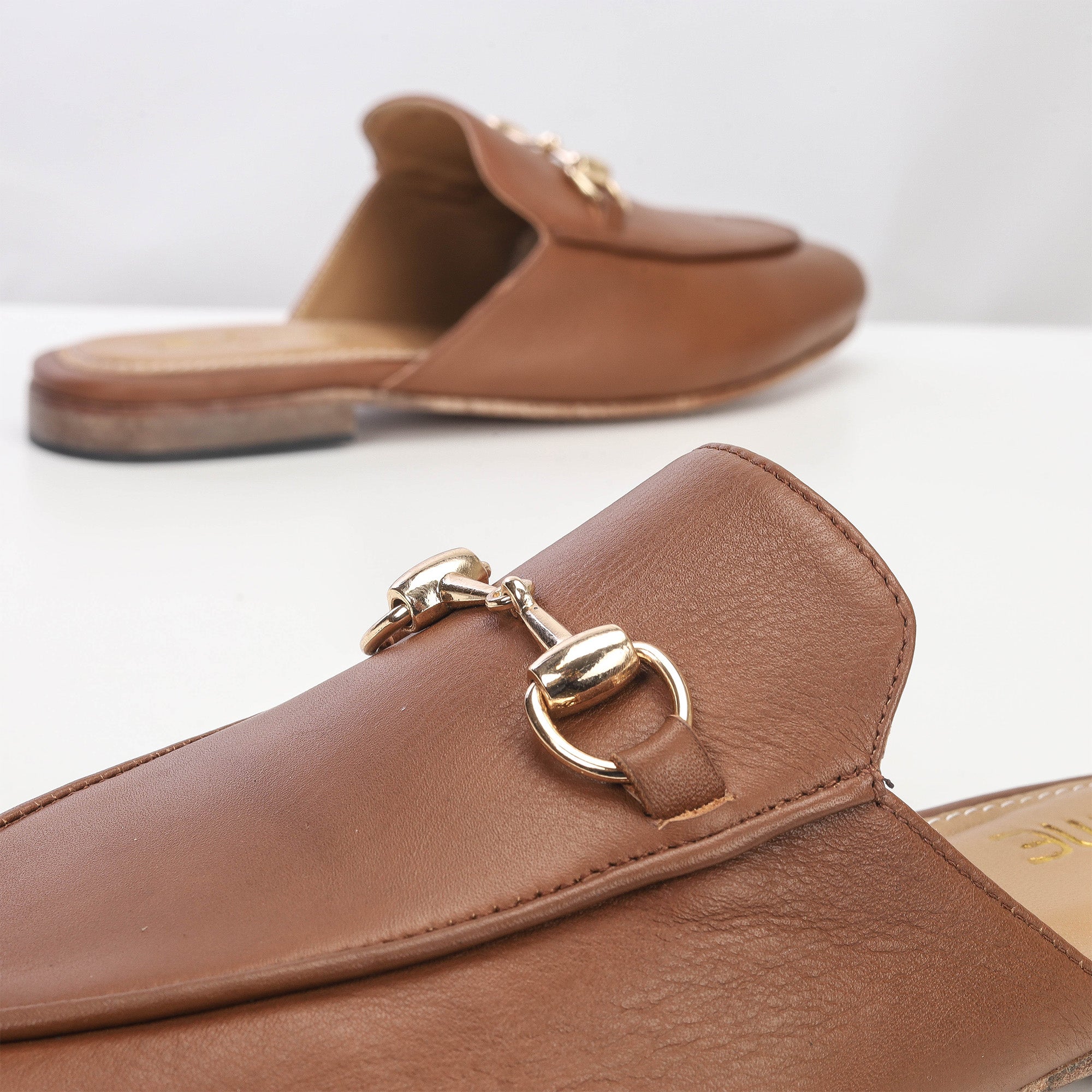 Mules Fes en cuir Tabac