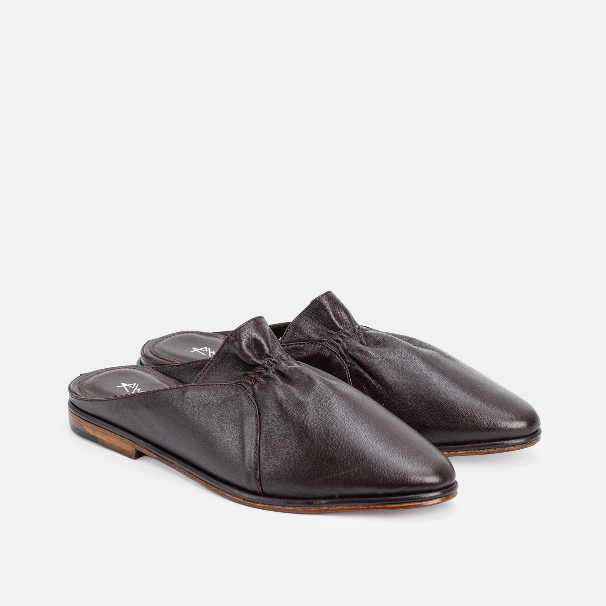 Belgha en cuir marron