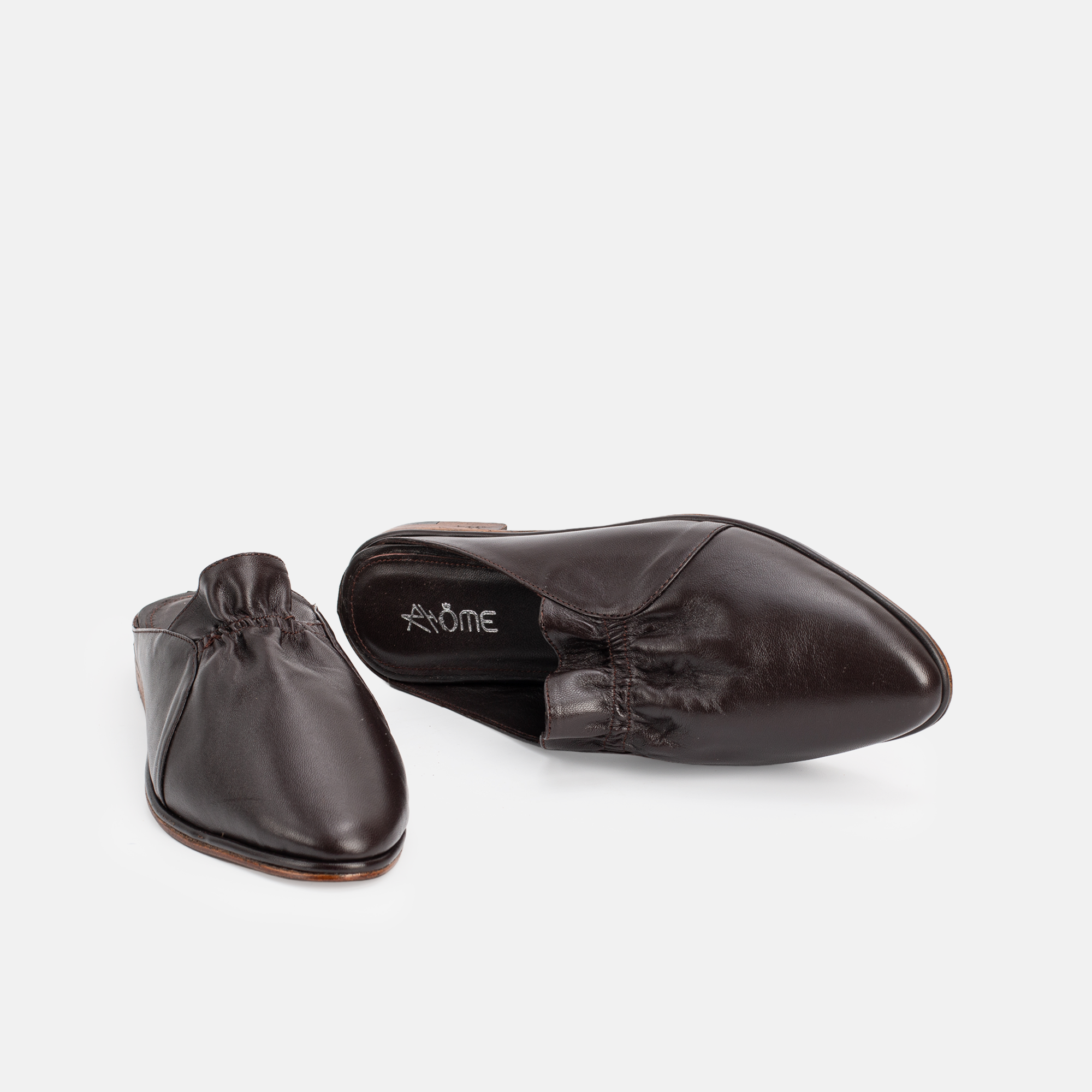 Belgha en cuir marron