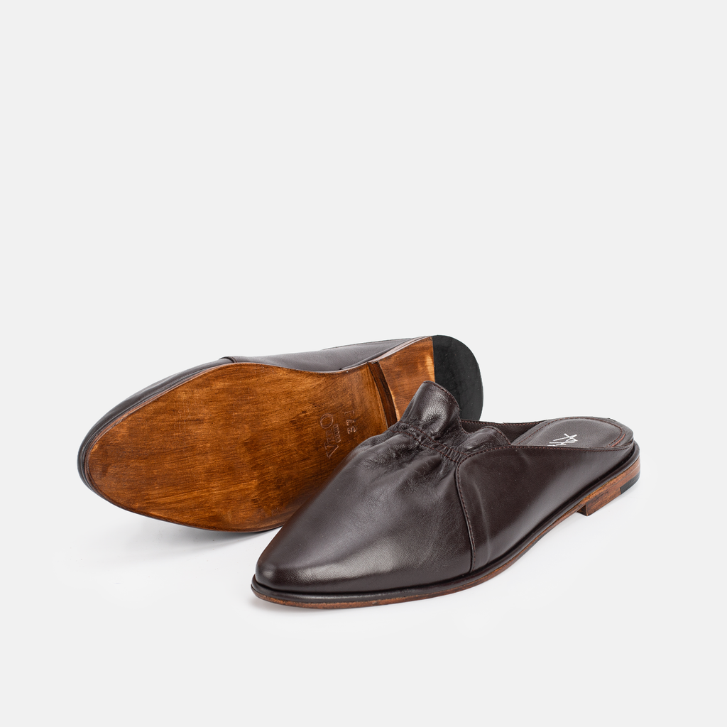 Belgha en cuir marron