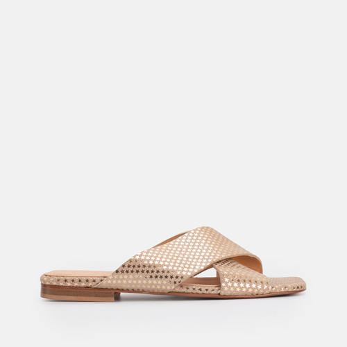 973 Sandales en Cuir Blanc Doré