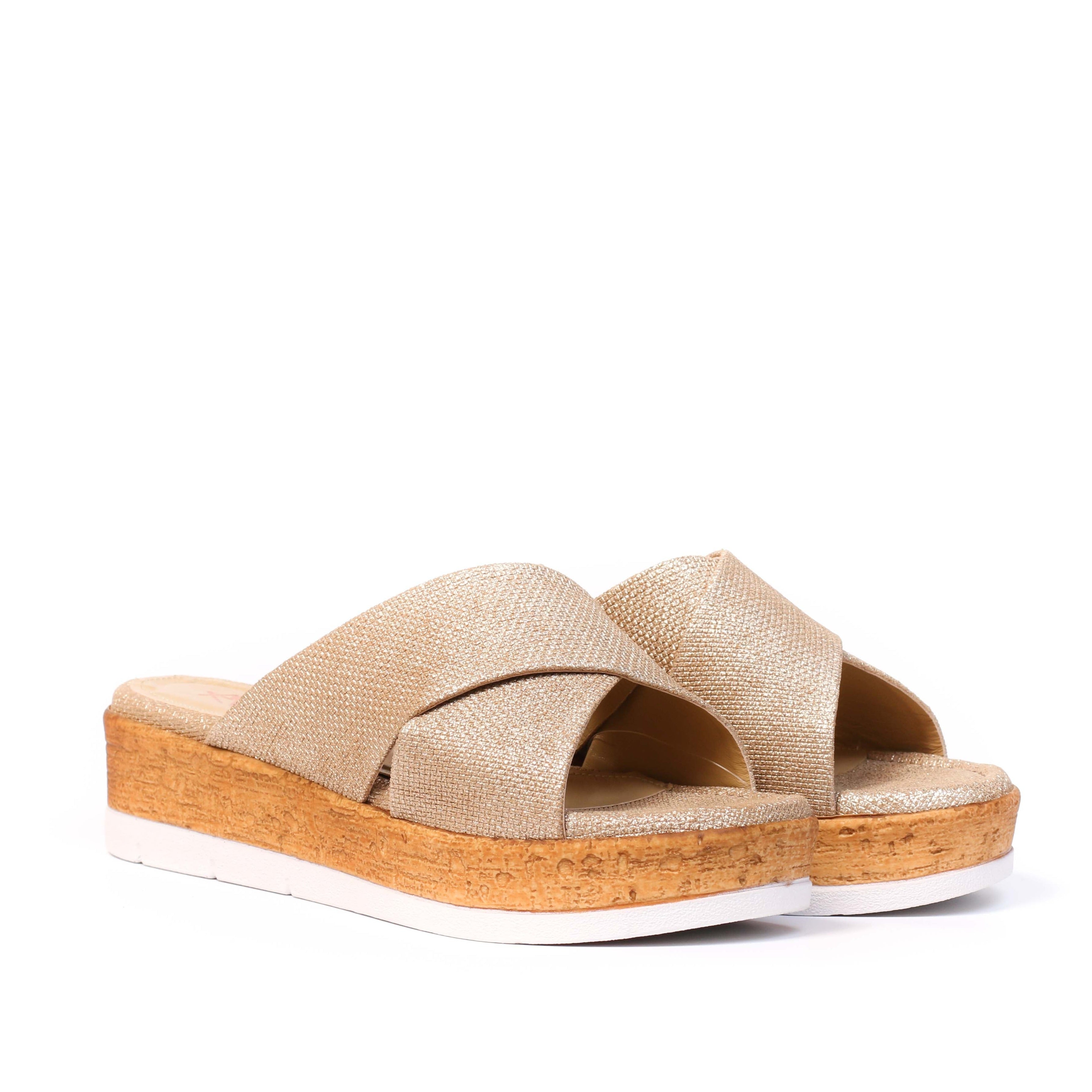 7054 SANDALES en cuir DORÉ
