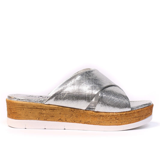 7054 SANDALES EN CUIR ARGENTÉ