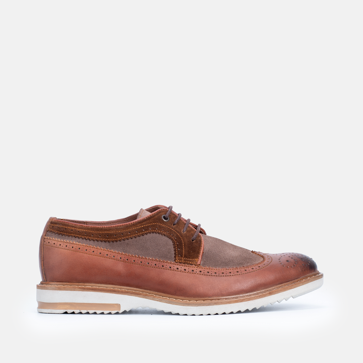 Chaussure en Cuir&Daim Tabac-704