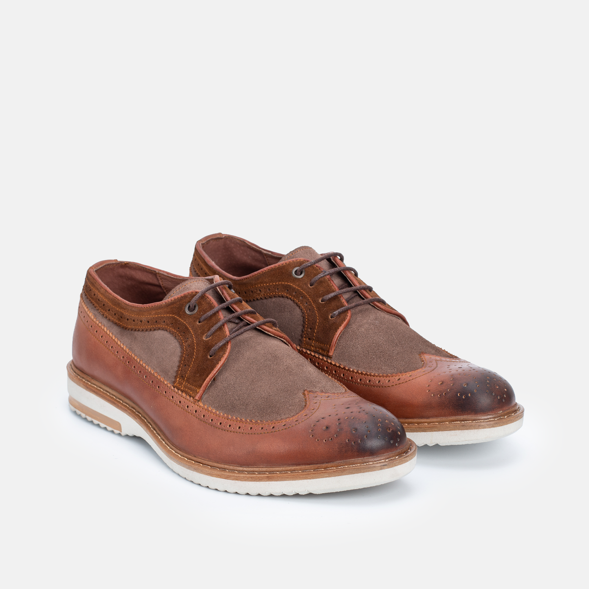 Chaussure en Cuir&Daim Tabac-704