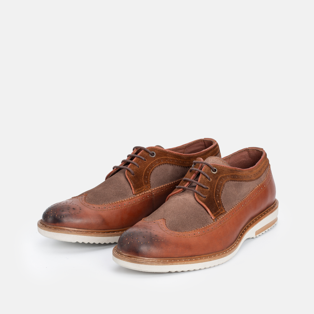 Chaussure en Cuir&Daim Tabac-704