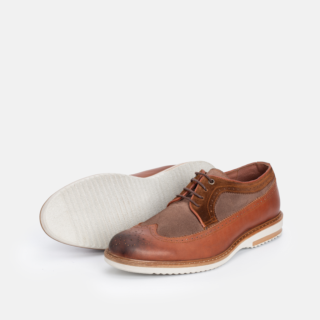 Chaussure en Cuir&Daim Tabac-704