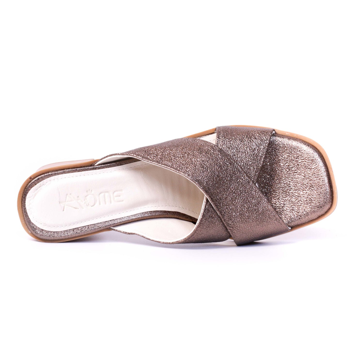 149 SANDALES EN CUIR BRONZE Grainé
