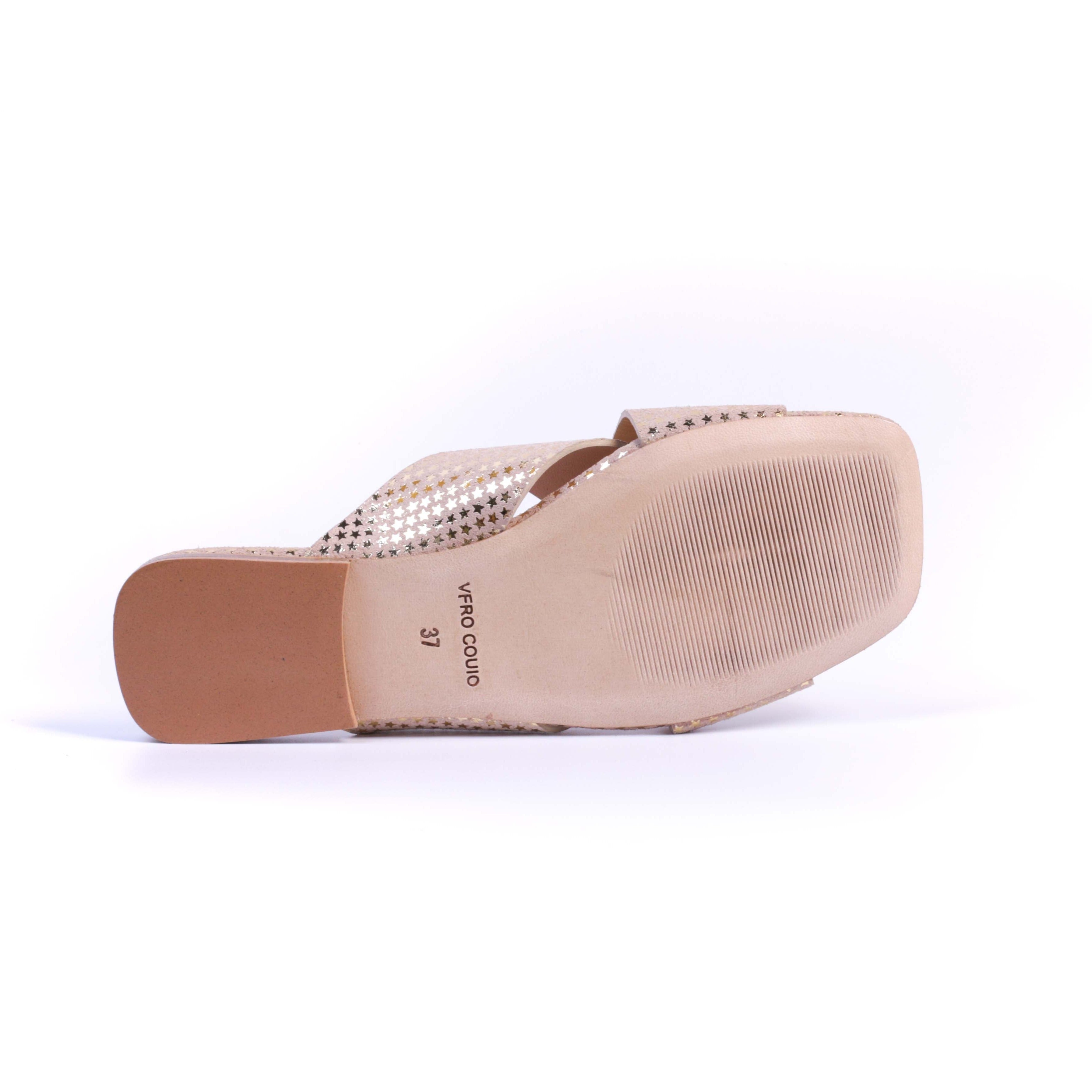 973 Sandales en Cuir Blanc Doré