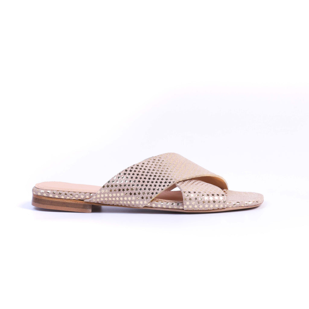 973 Sandales en Cuir Blanc Doré