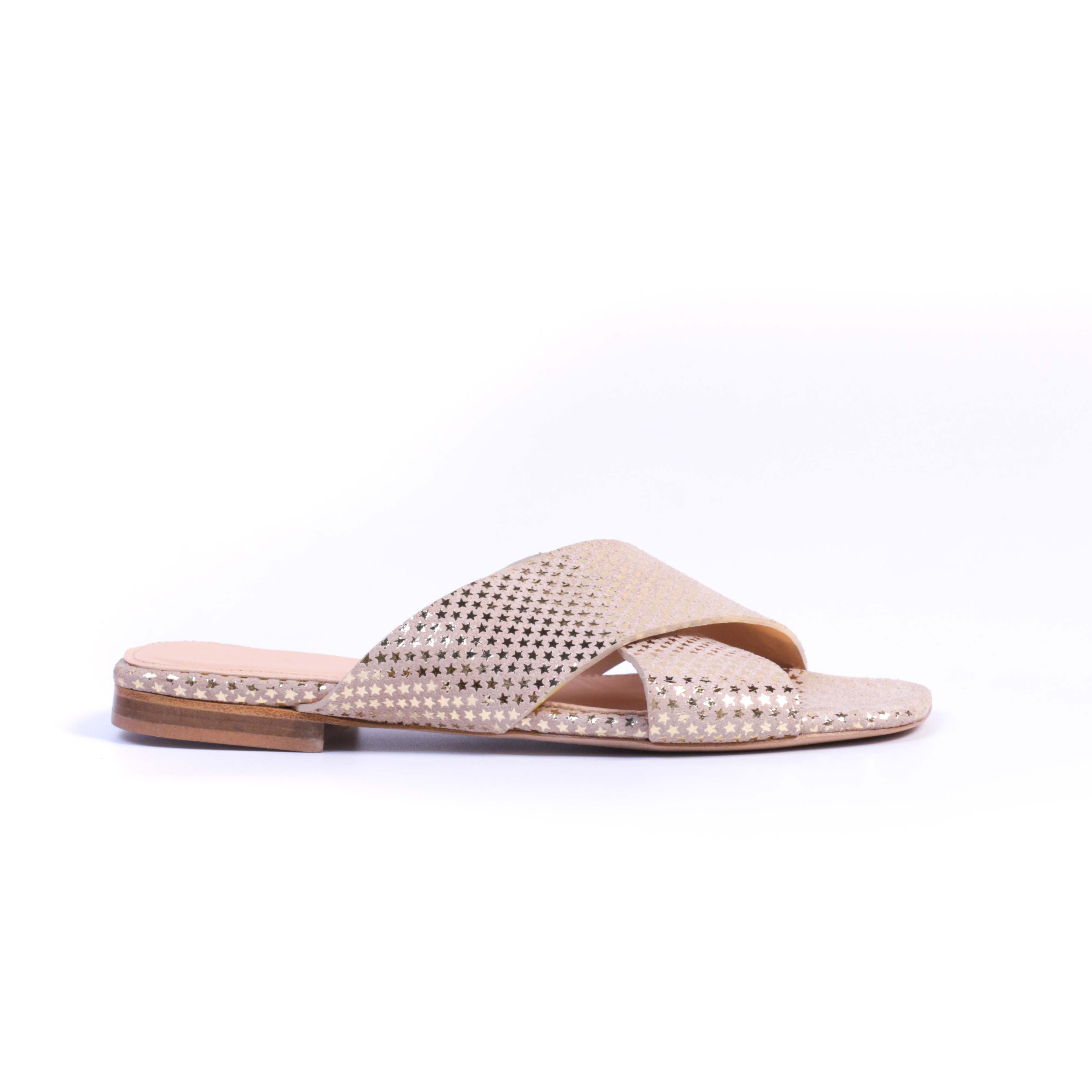 973 Sandales en Cuir Blanc Doré