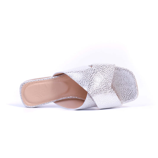 973 Sandales en Cuir Blanc Argenté