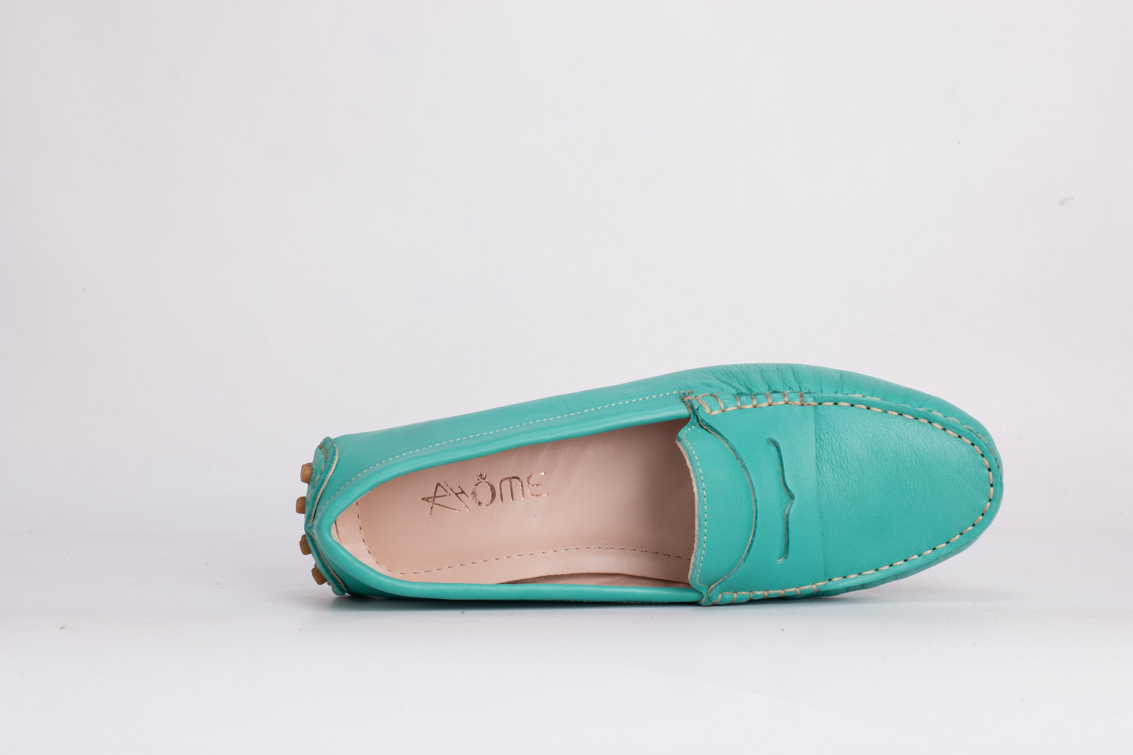 Smile Mocassin en cuir vert eau