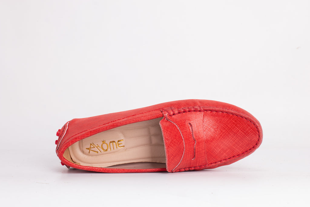 Smile Mocassin en Cuir Rouge