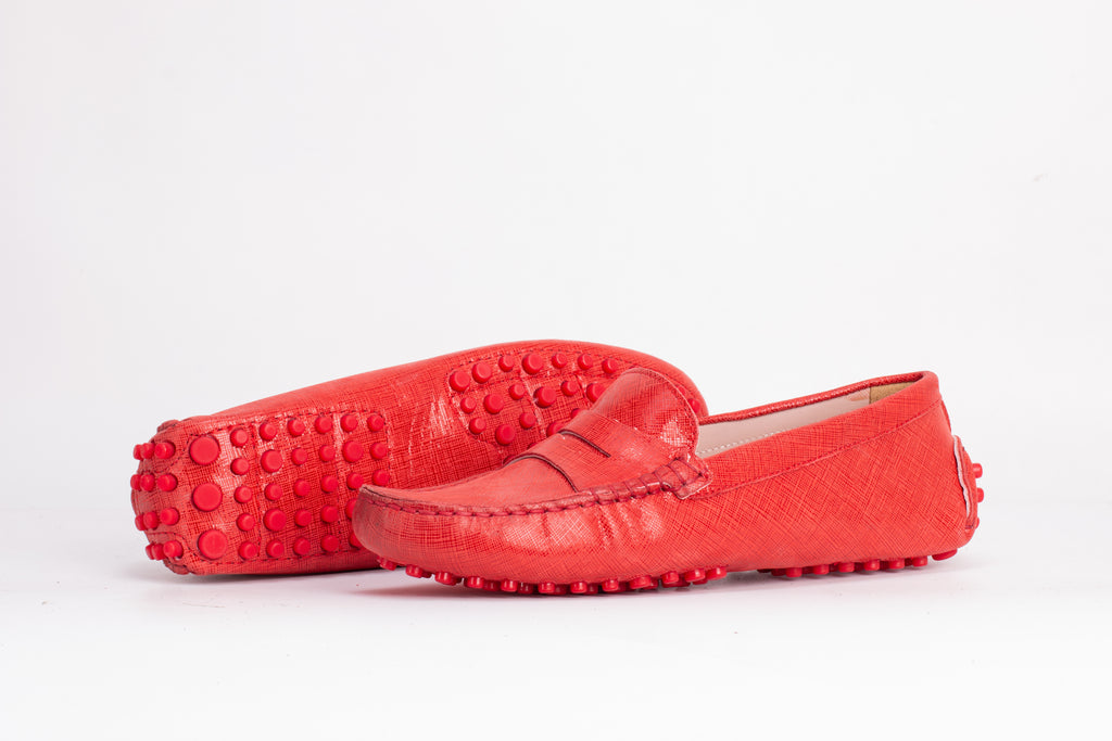 Smile Mocassin en Cuir Rouge