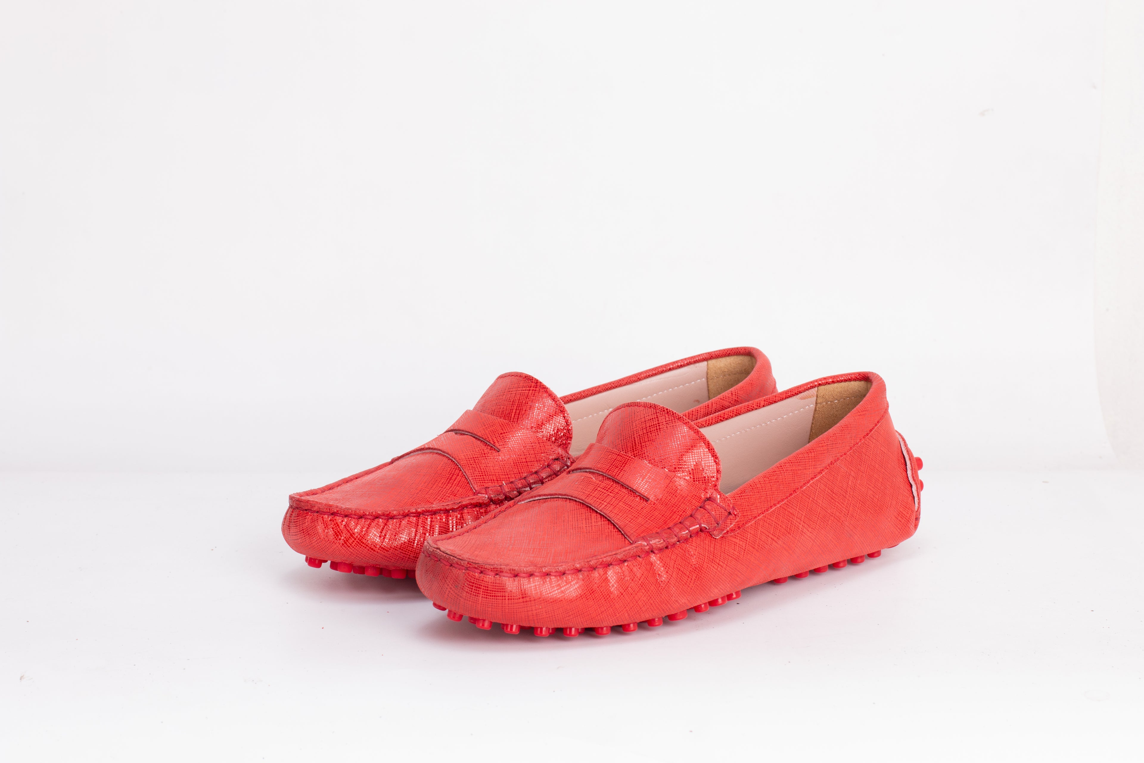 Smile Mocassin en Cuir Rouge