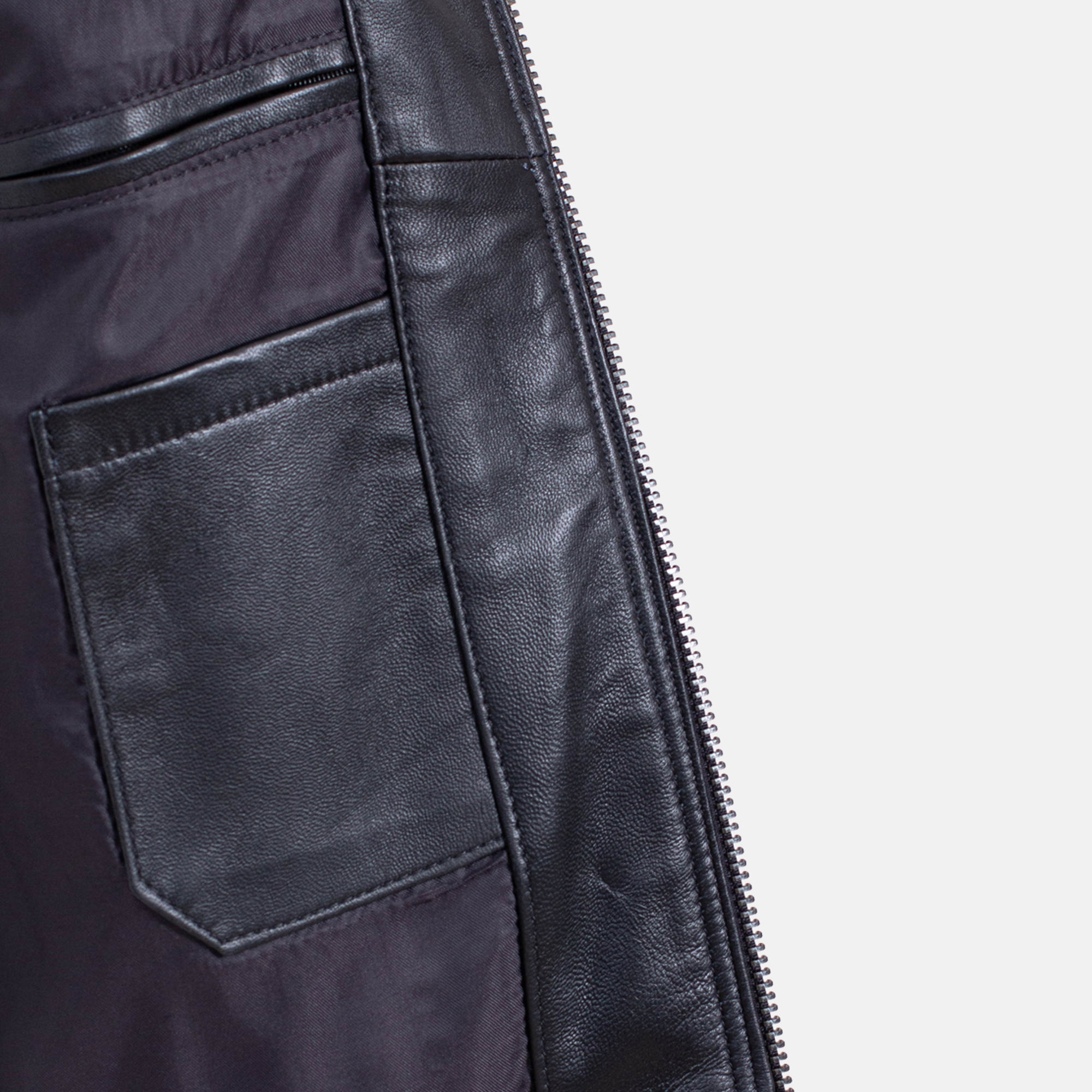 Leonardo - Blouson en cuir noir