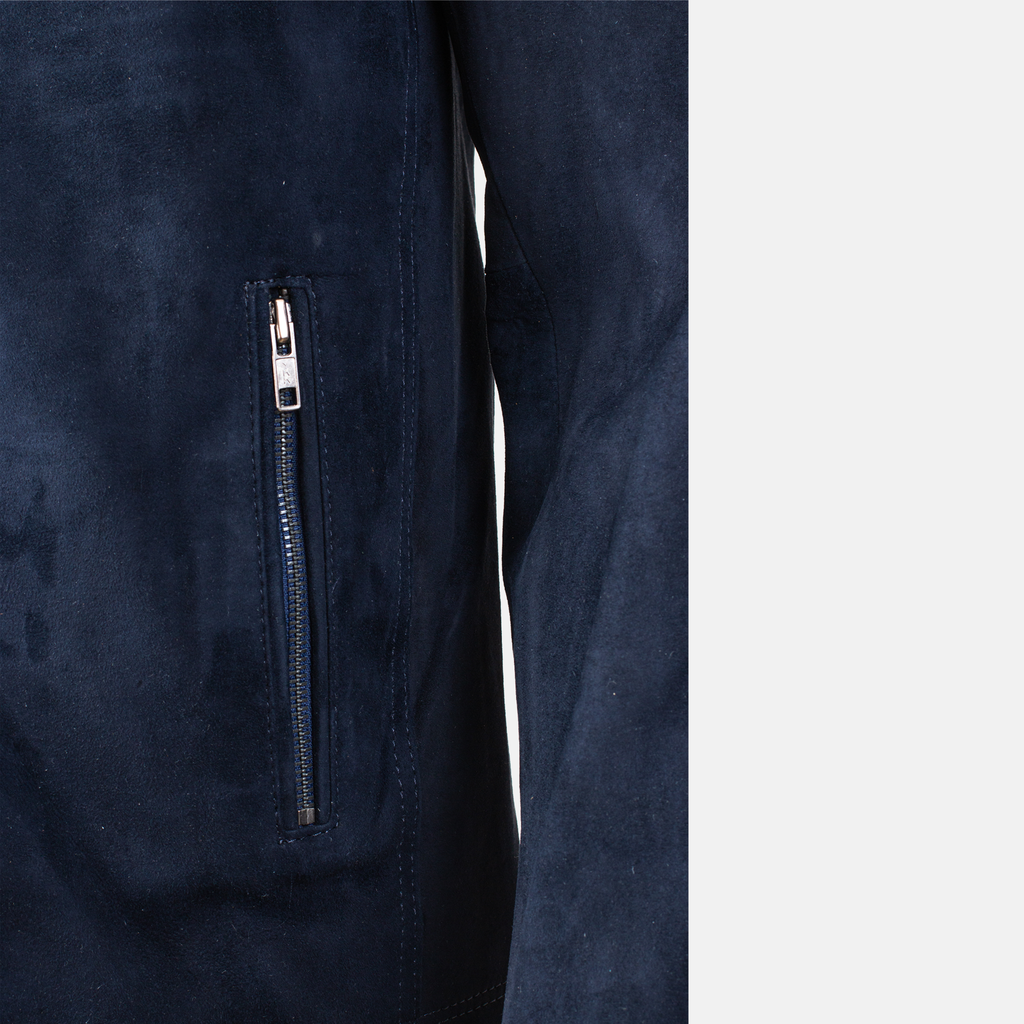 Leonardo - Blouson en daim Bleu