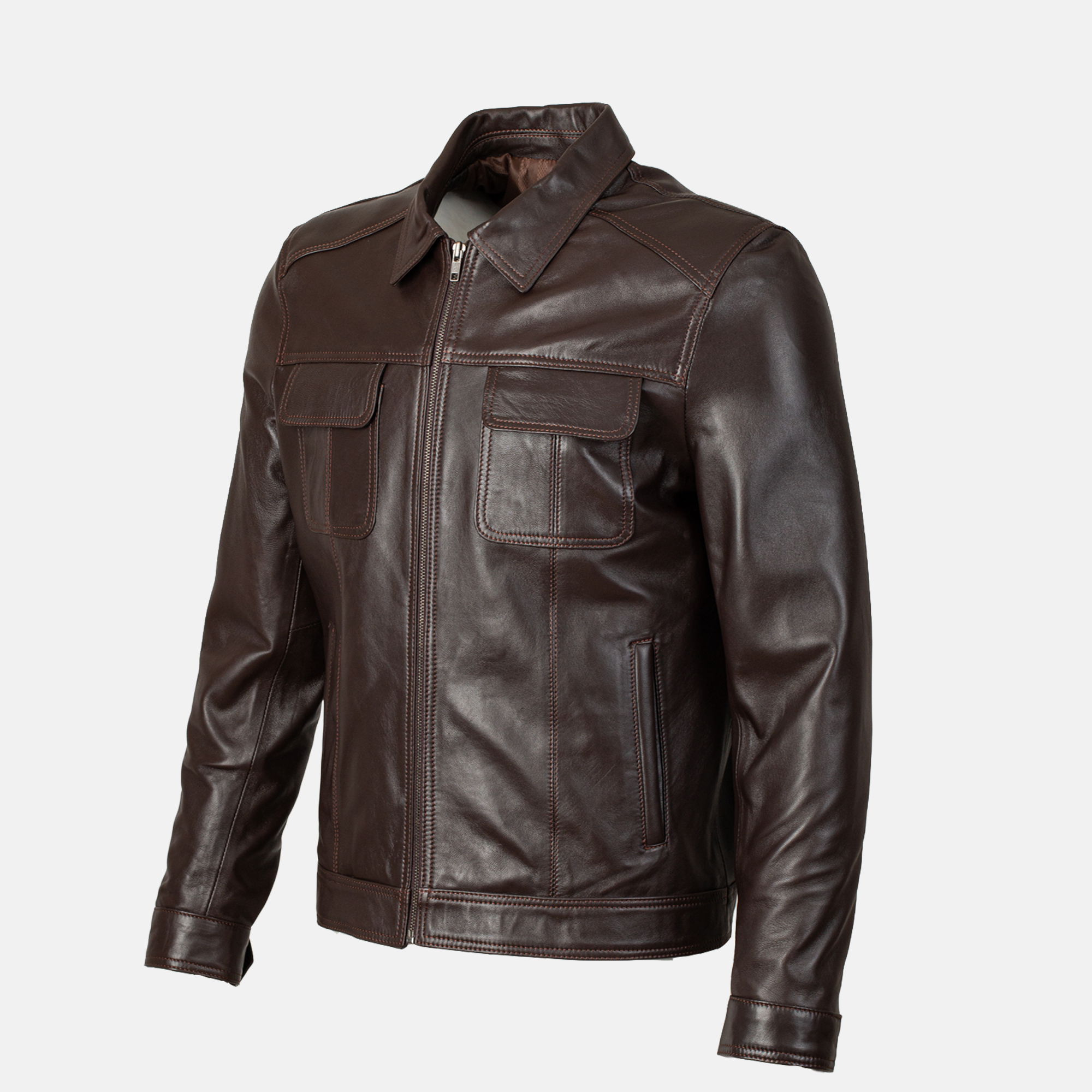 ROME - Blouson en cuir Marron