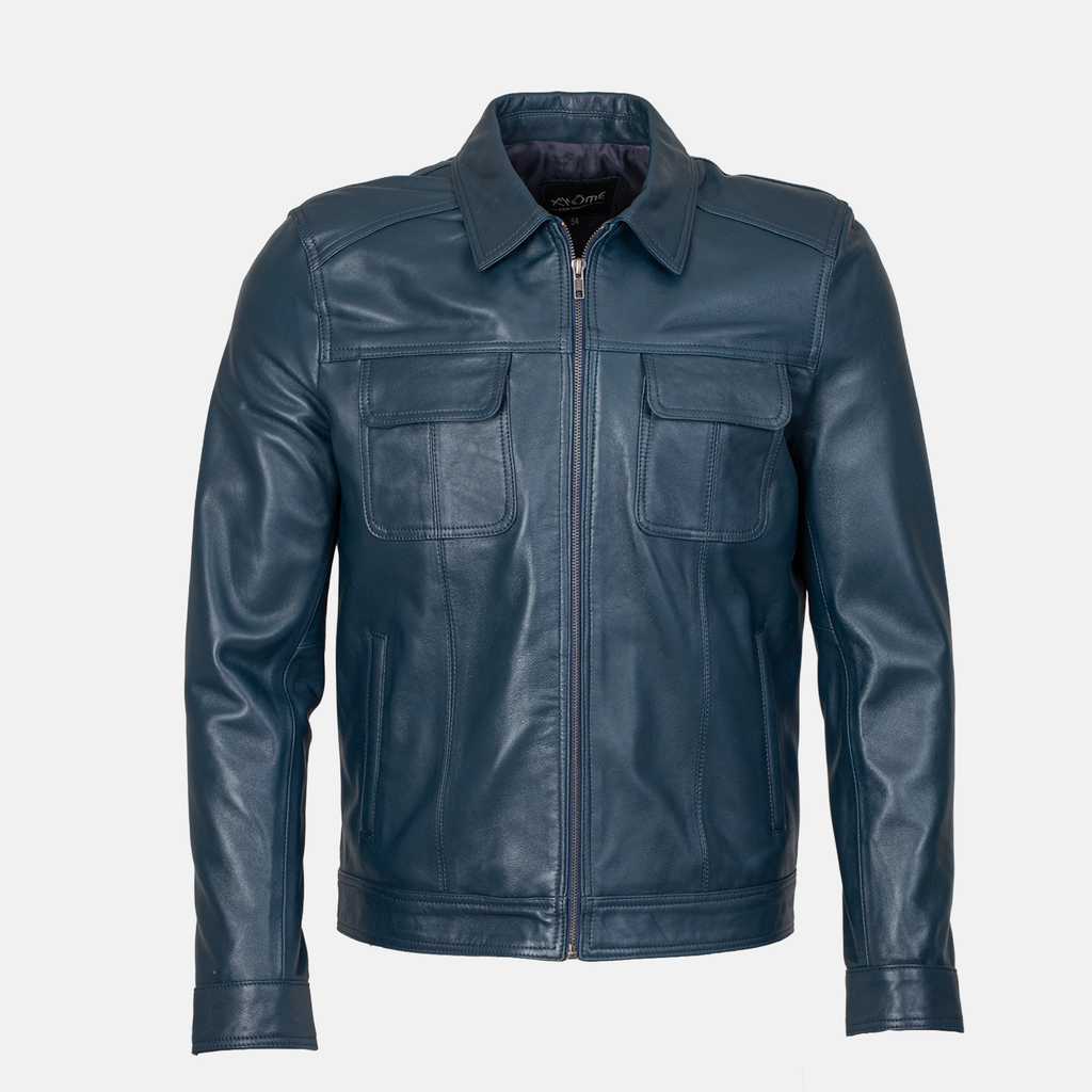 ROME - Blouson en cuir  Bleu