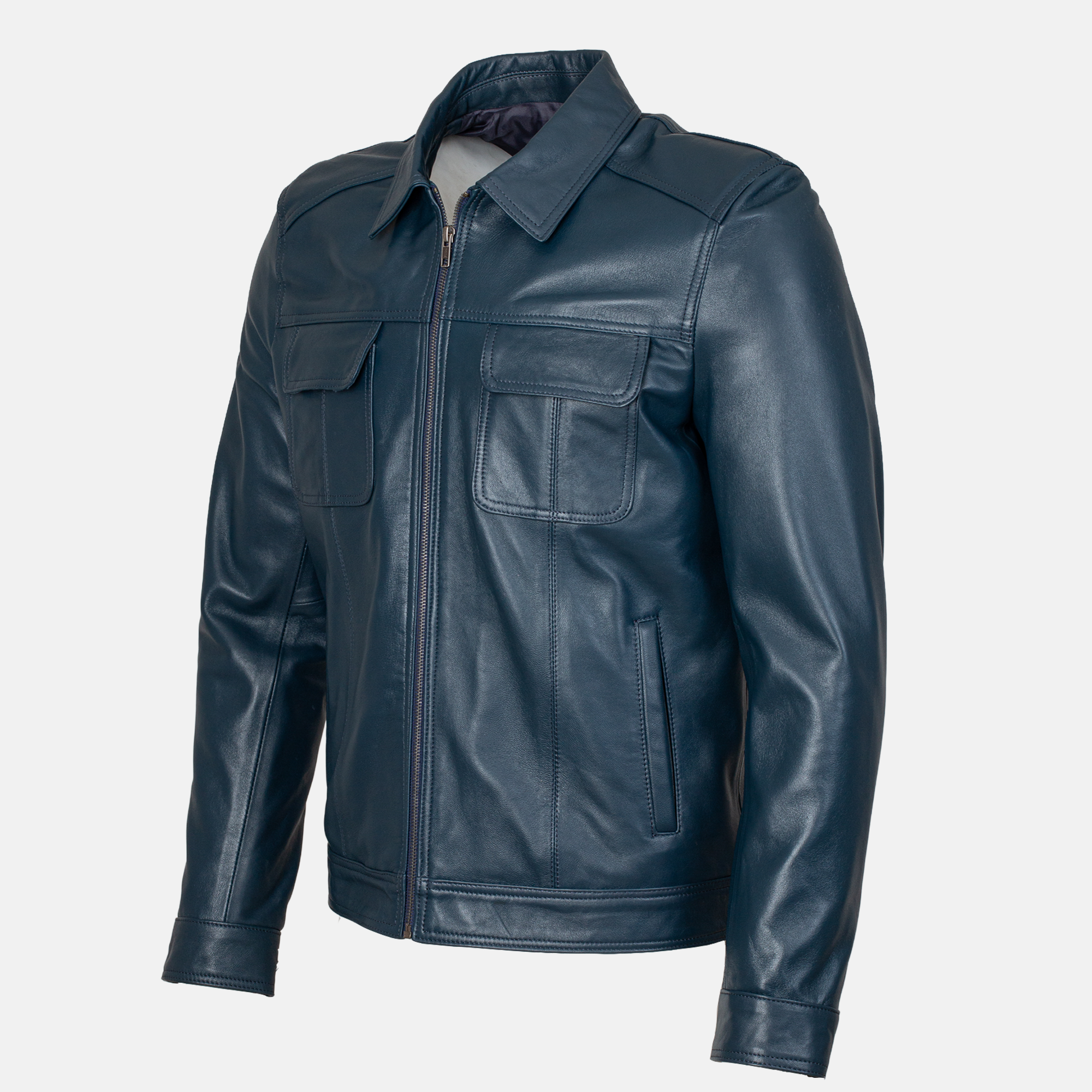 ROME - Blouson en cuir  Bleu