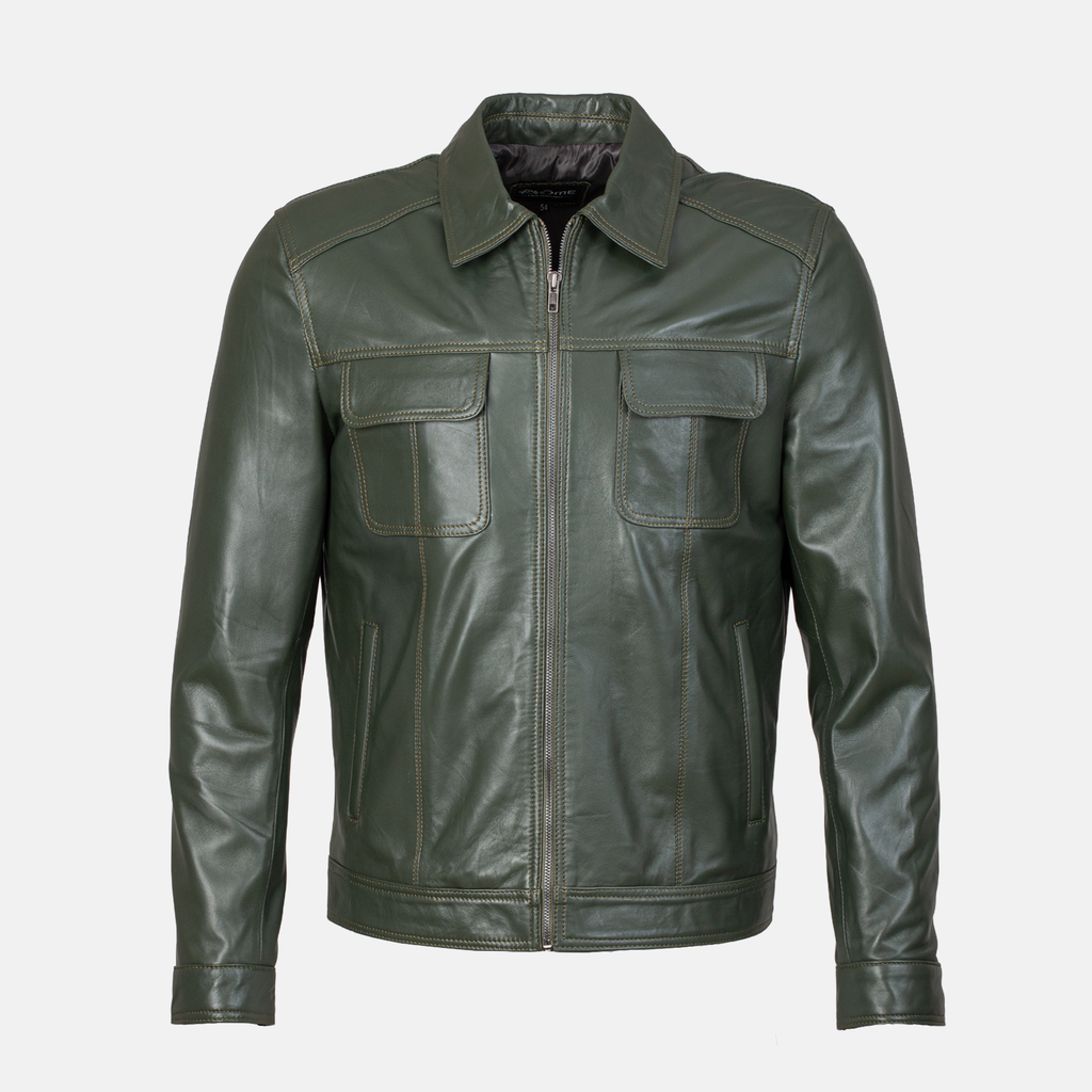 ROME - Blouson en cuir  Vert militaire