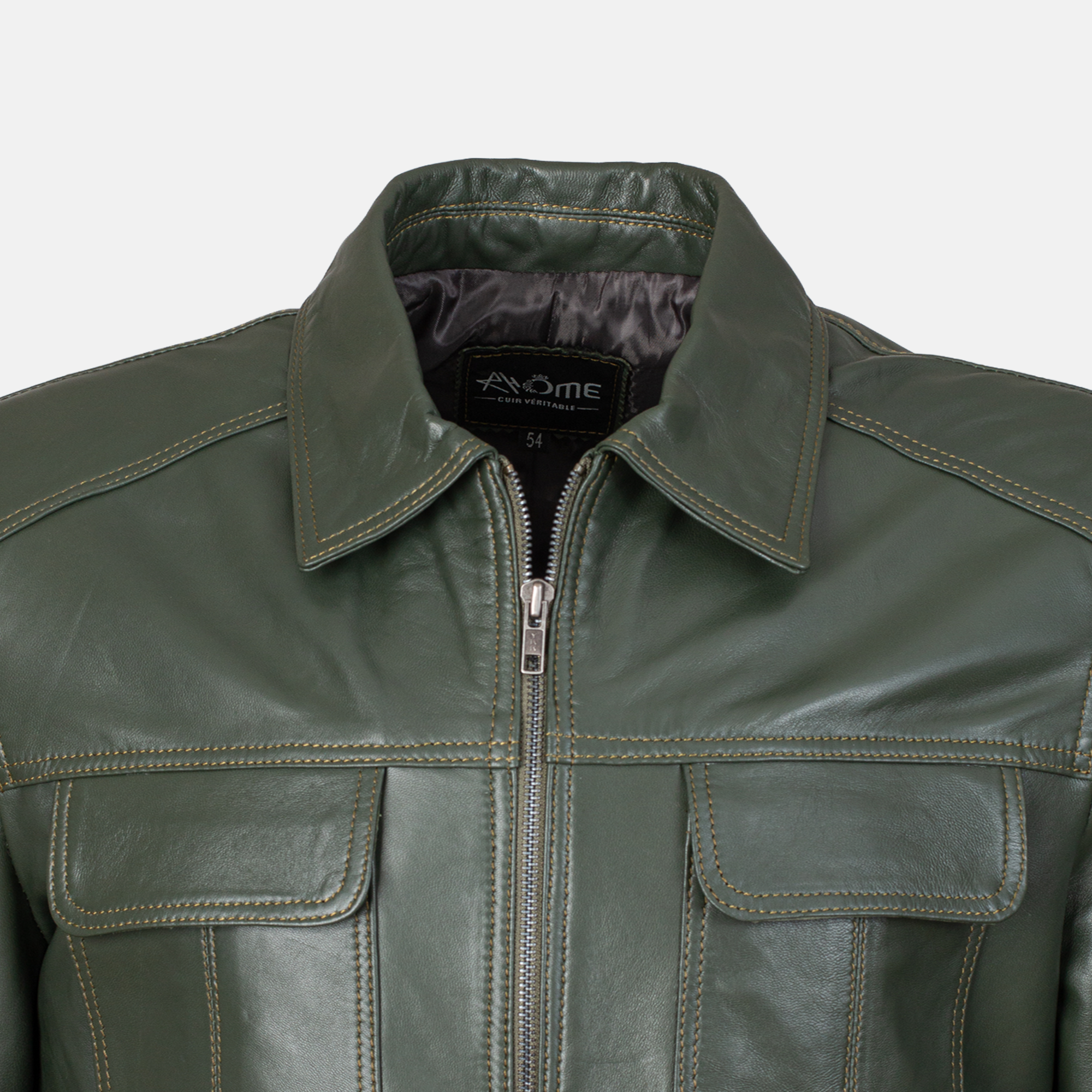 ROME - Blouson en cuir  Vert militaire