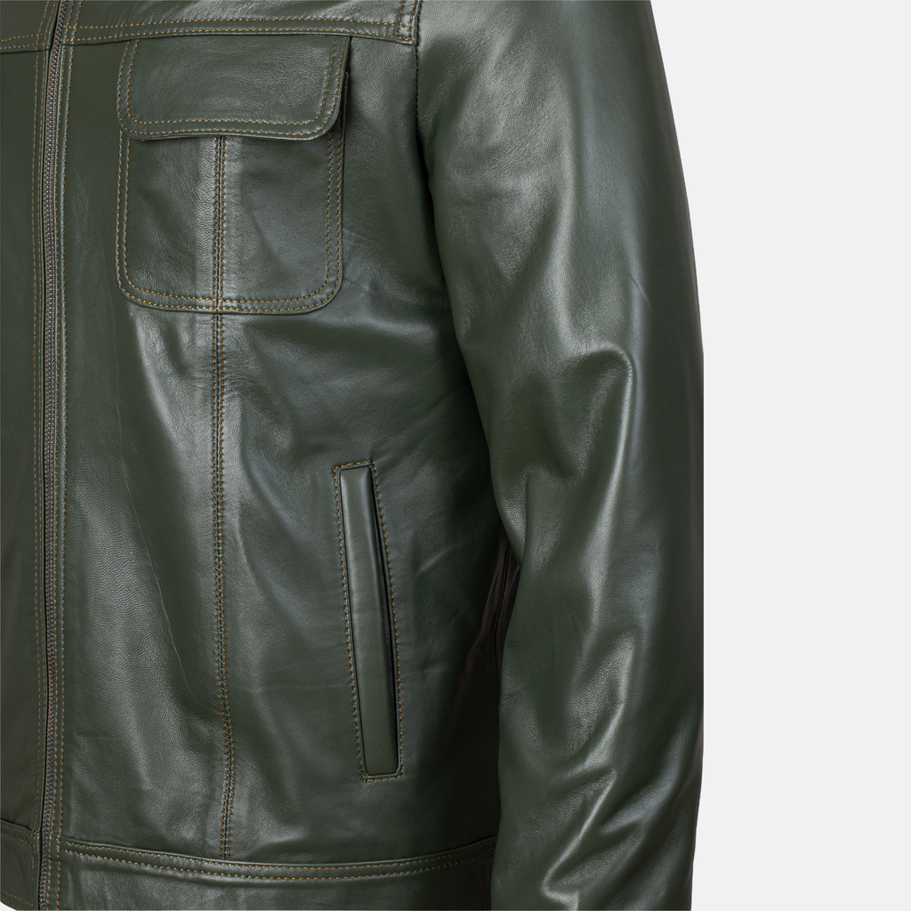 ROME - Blouson en cuir  Vert militaire