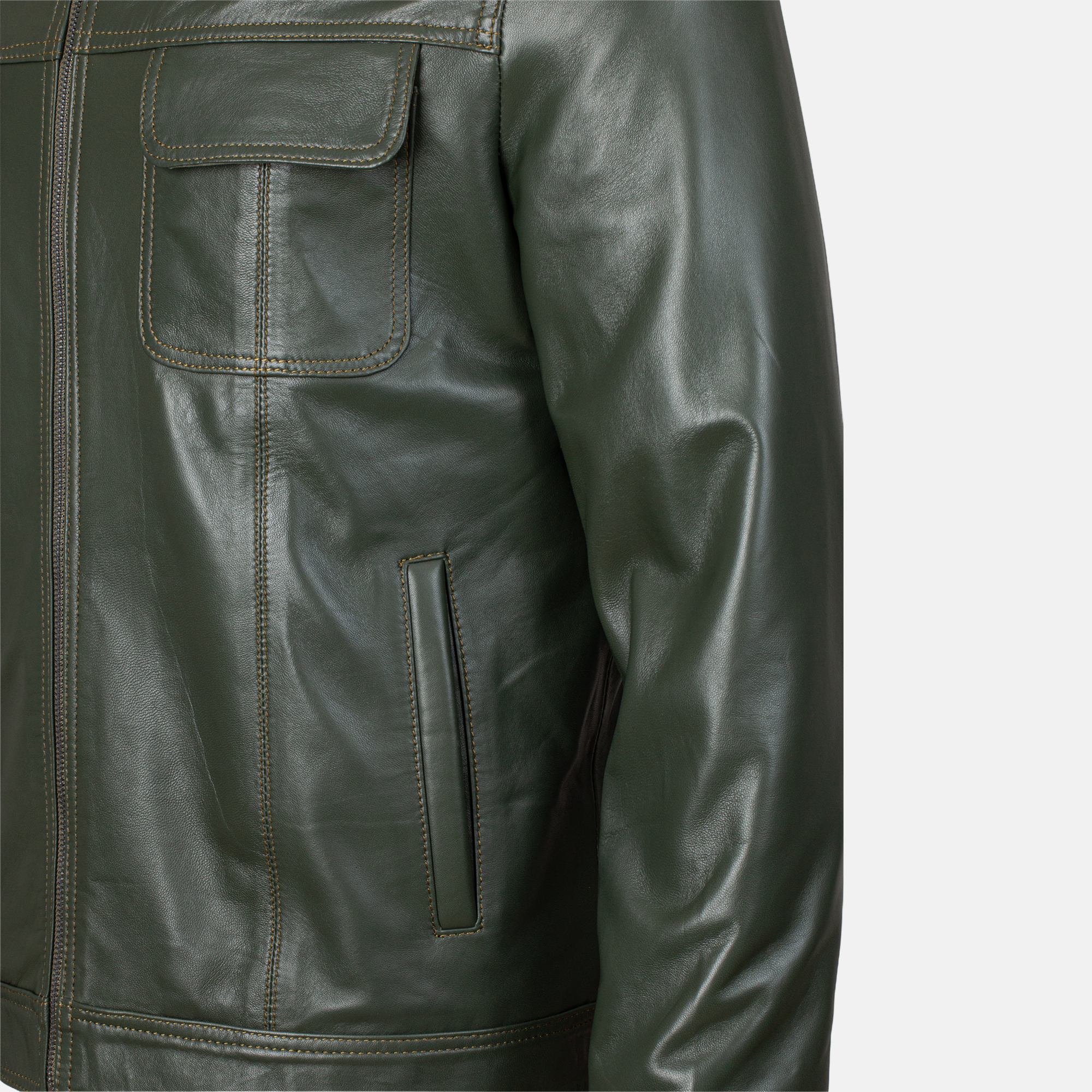 ROME - Blouson en cuir  Vert militaire