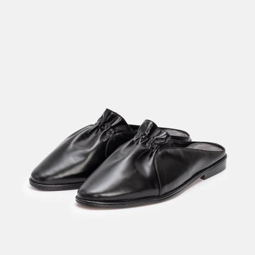 Belgha en cuir noir