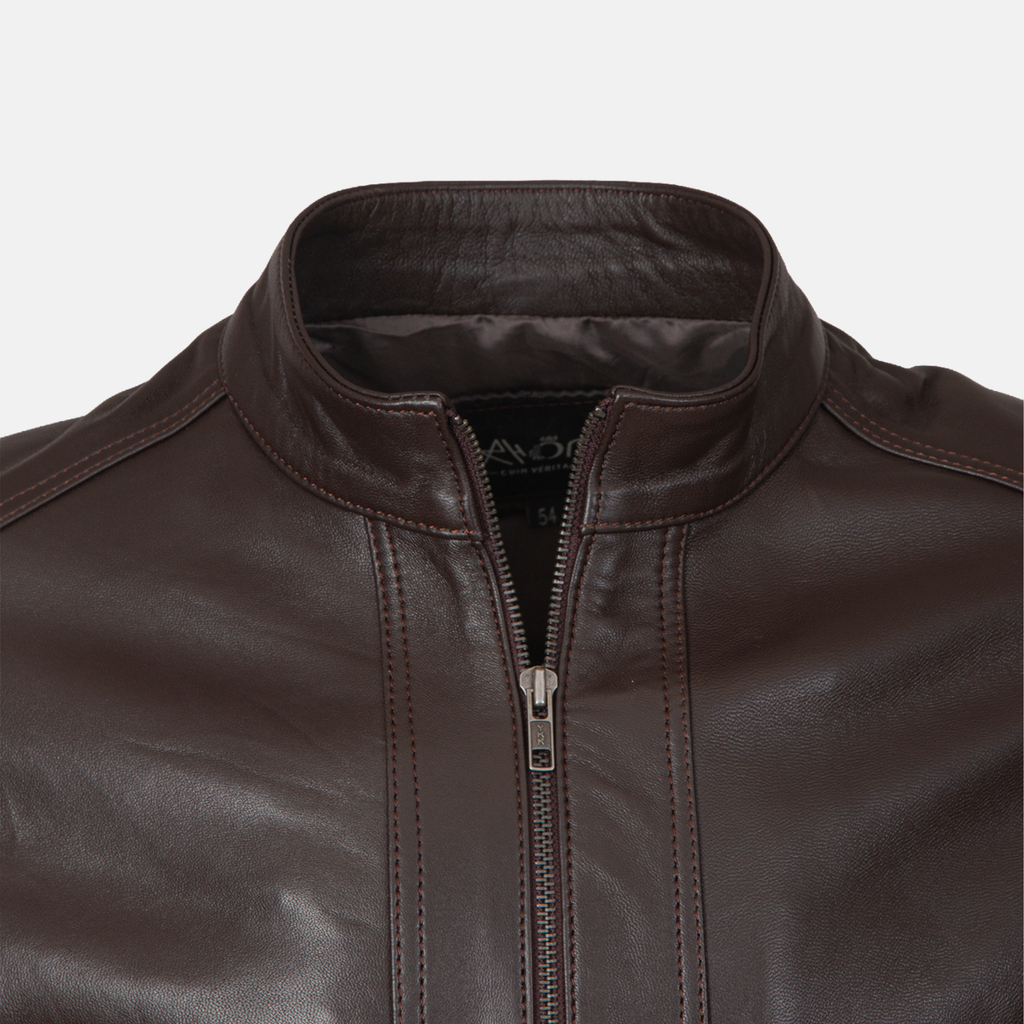 Blouson en cuir  Marron 1212