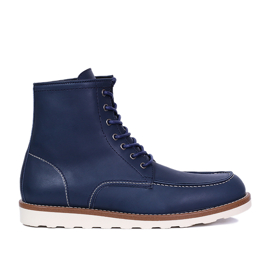Classic Moc Toe en Cuir Bleu