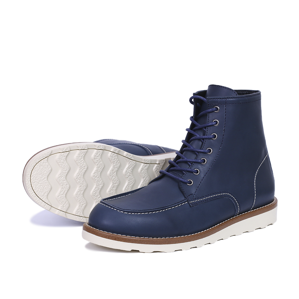 Classic Moc Toe en Cuir Bleu