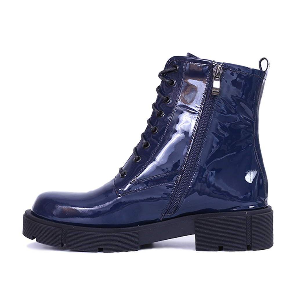 OLCIO  - BOTTINE EN CUIR BRILLANT BLEU