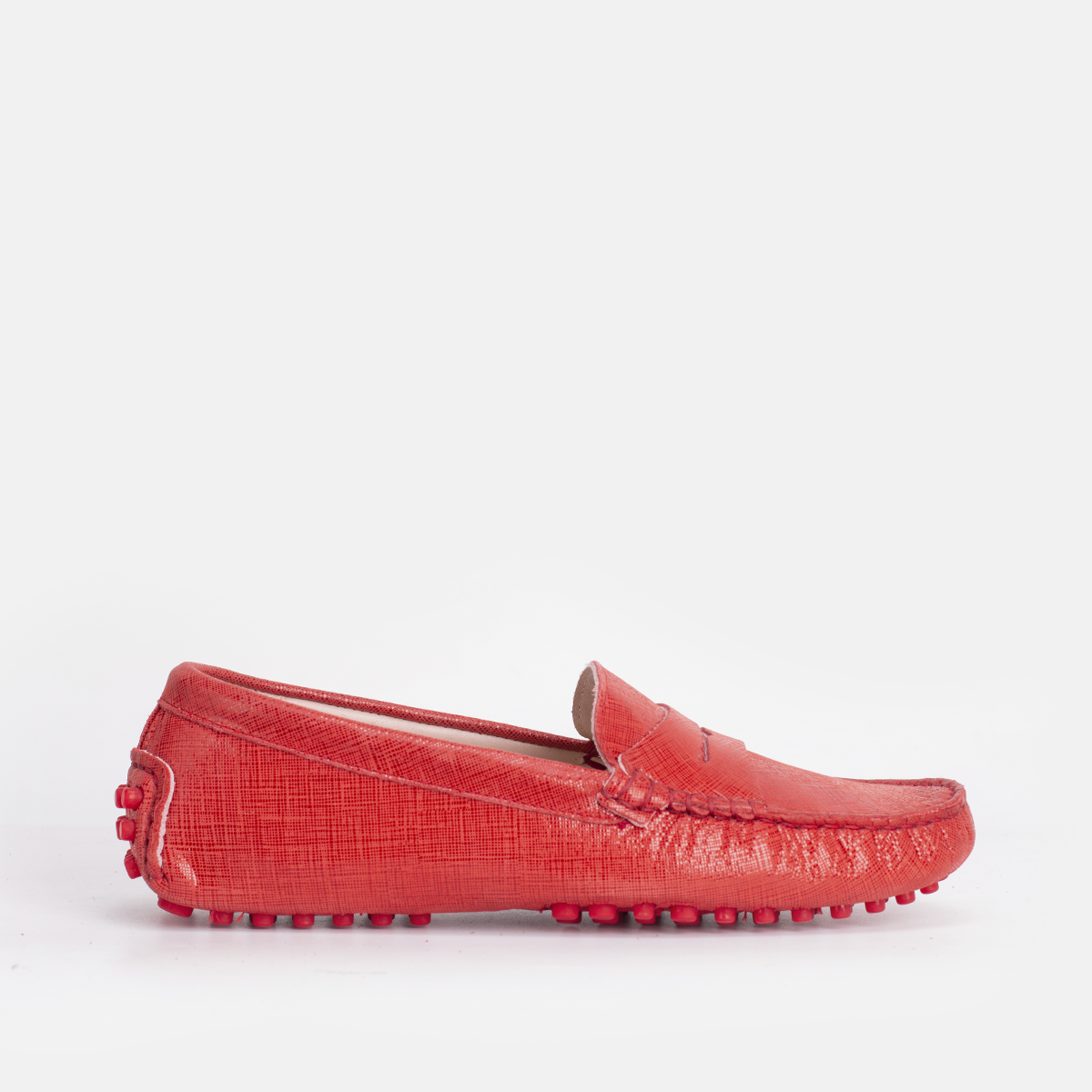 Smile Mocassin en Cuir Rouge