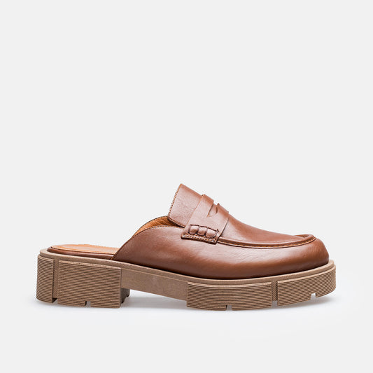 MULE MEKNES EN CUIR TABAC