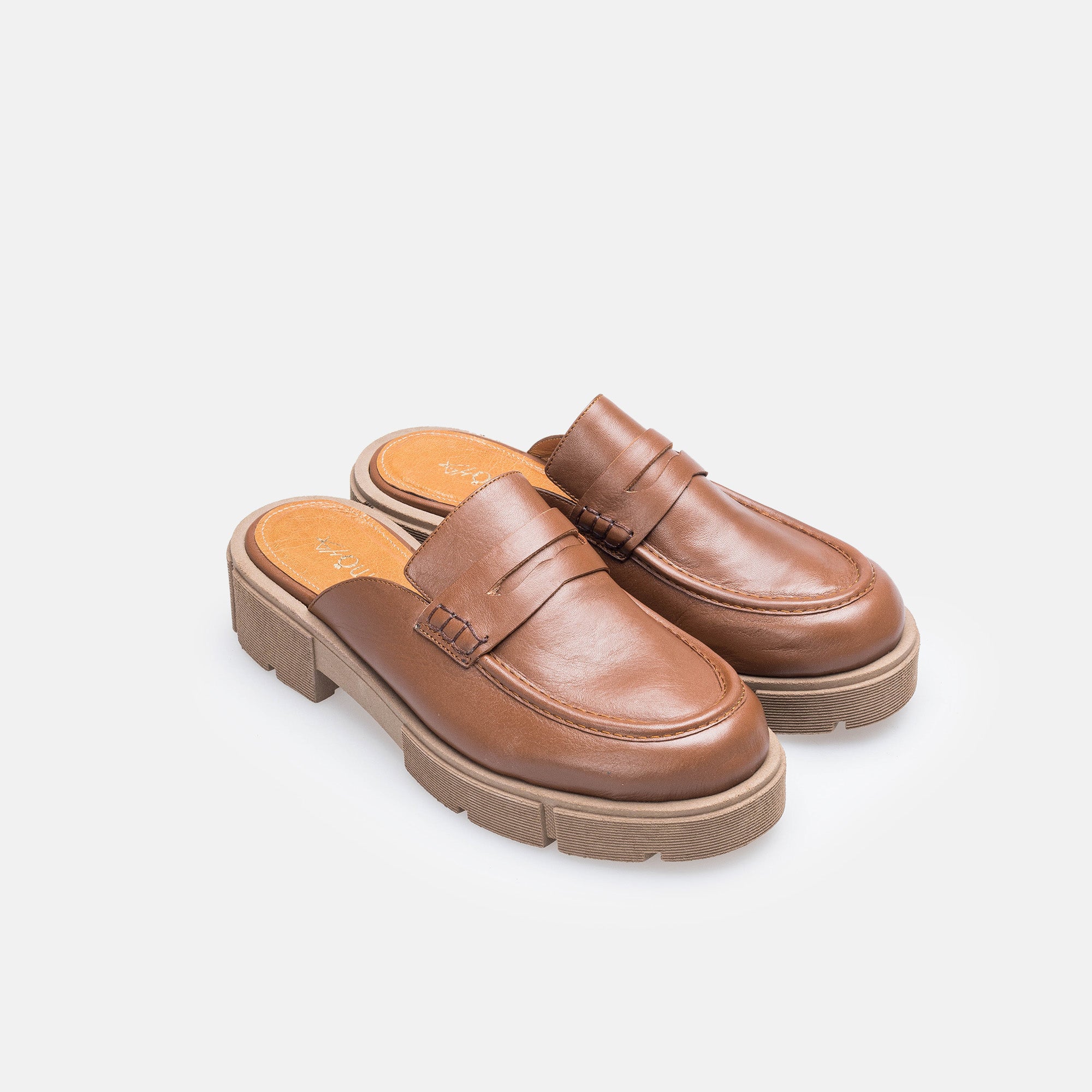MULE MEKNES EN CUIR TABAC