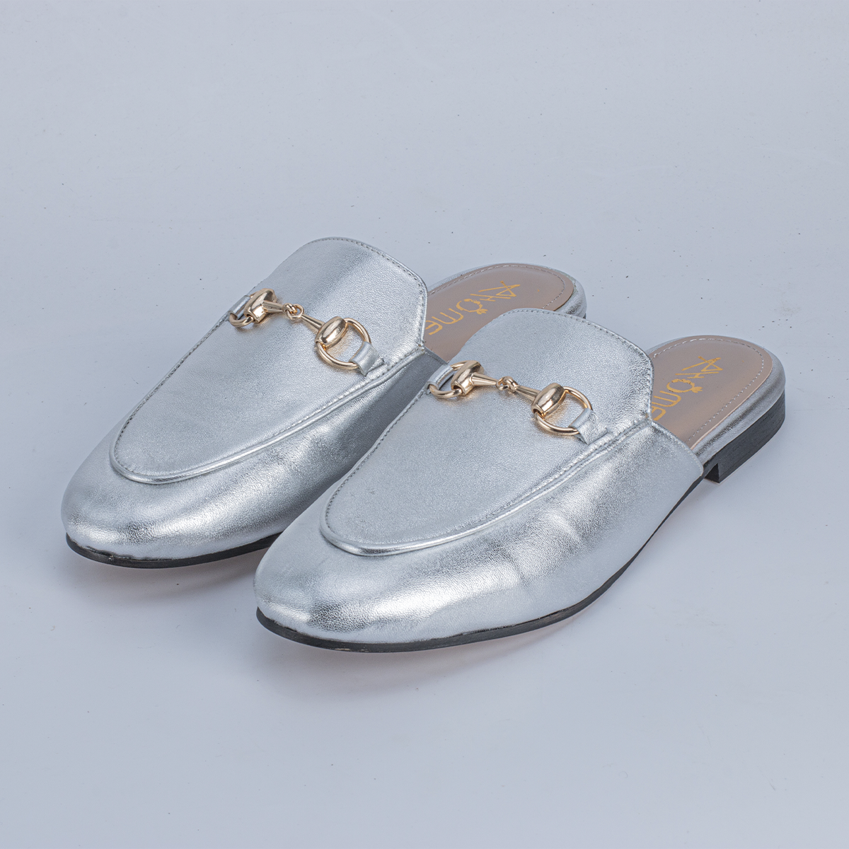 Mules Fes en cuir argenté