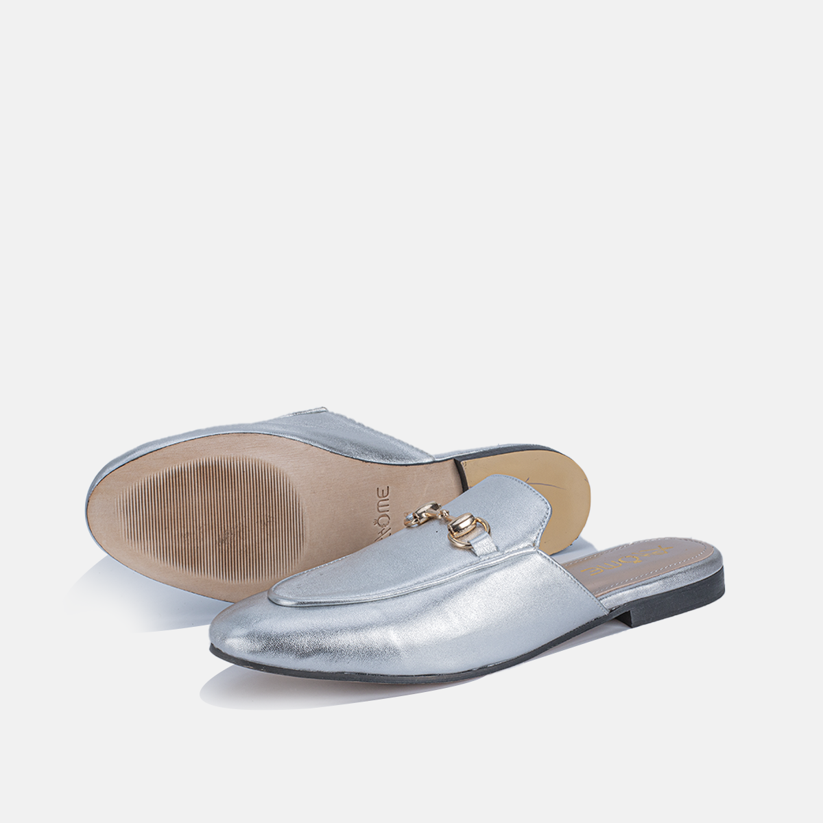 Mules Fes en cuir argenté