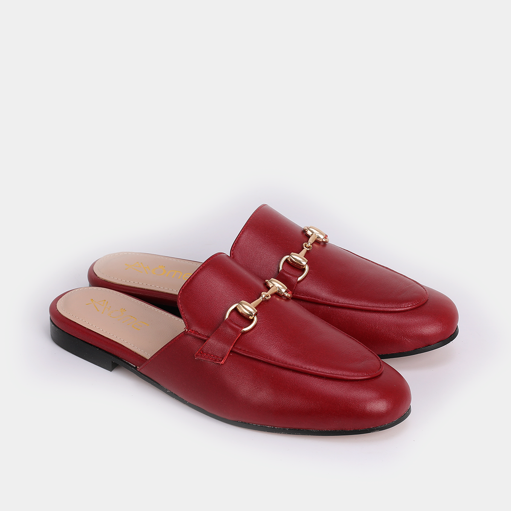 Mules Fes en cuir Bordeaux