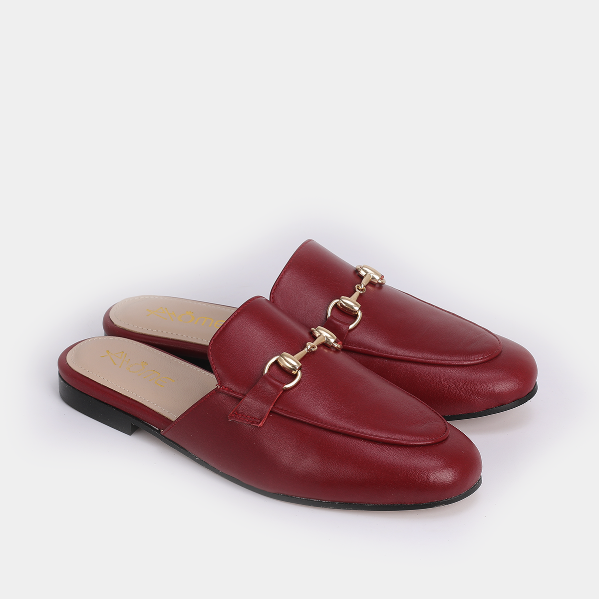 Mules Fes en cuir Bordeaux