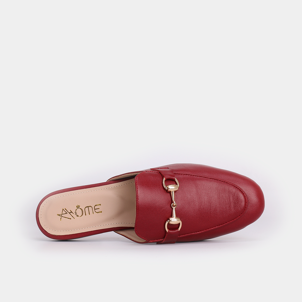 Mules Fes en cuir Bordeaux