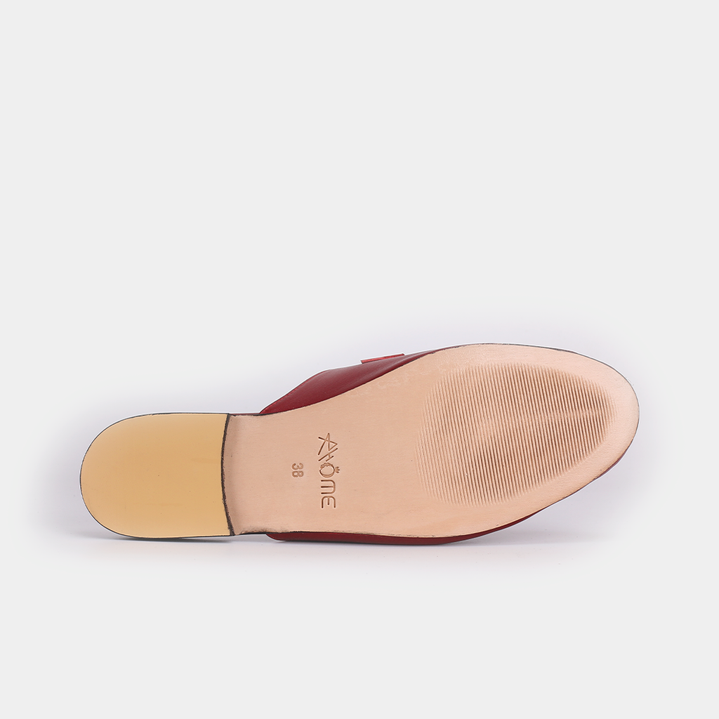 Mules Fes en cuir Bordeaux
