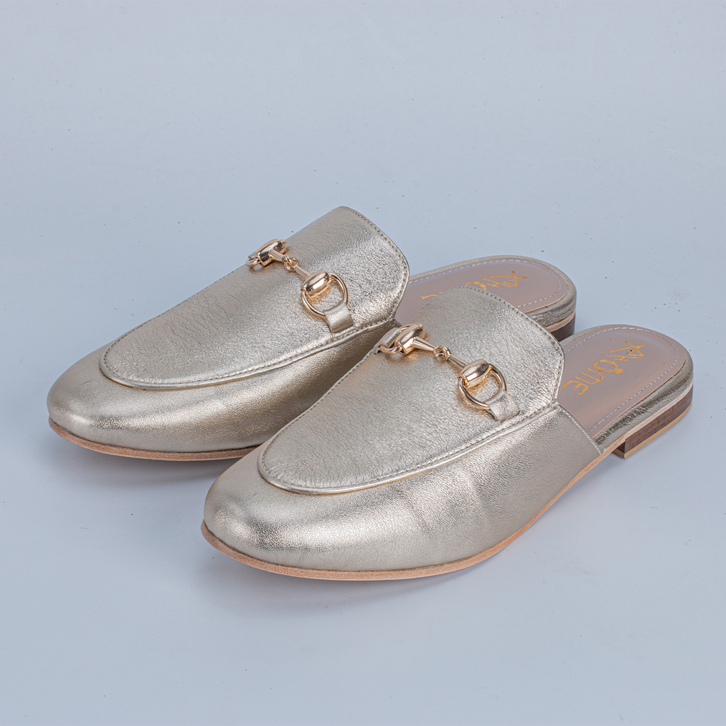 Mules Fes en cuir Doré