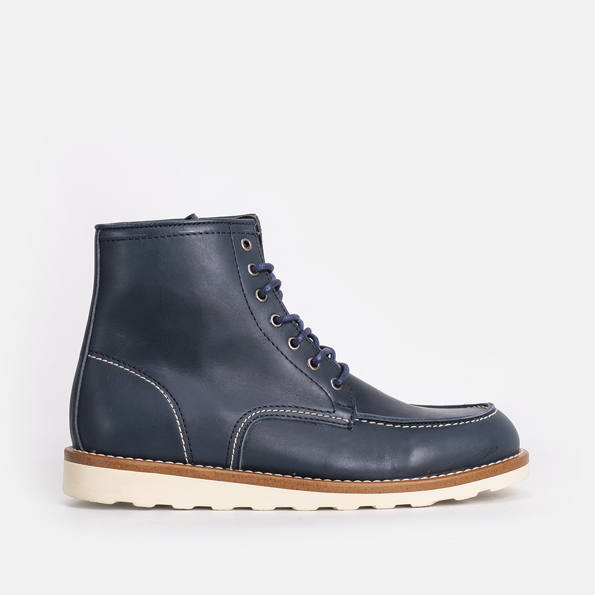 Classic Moc Toe en Cuir Bleu