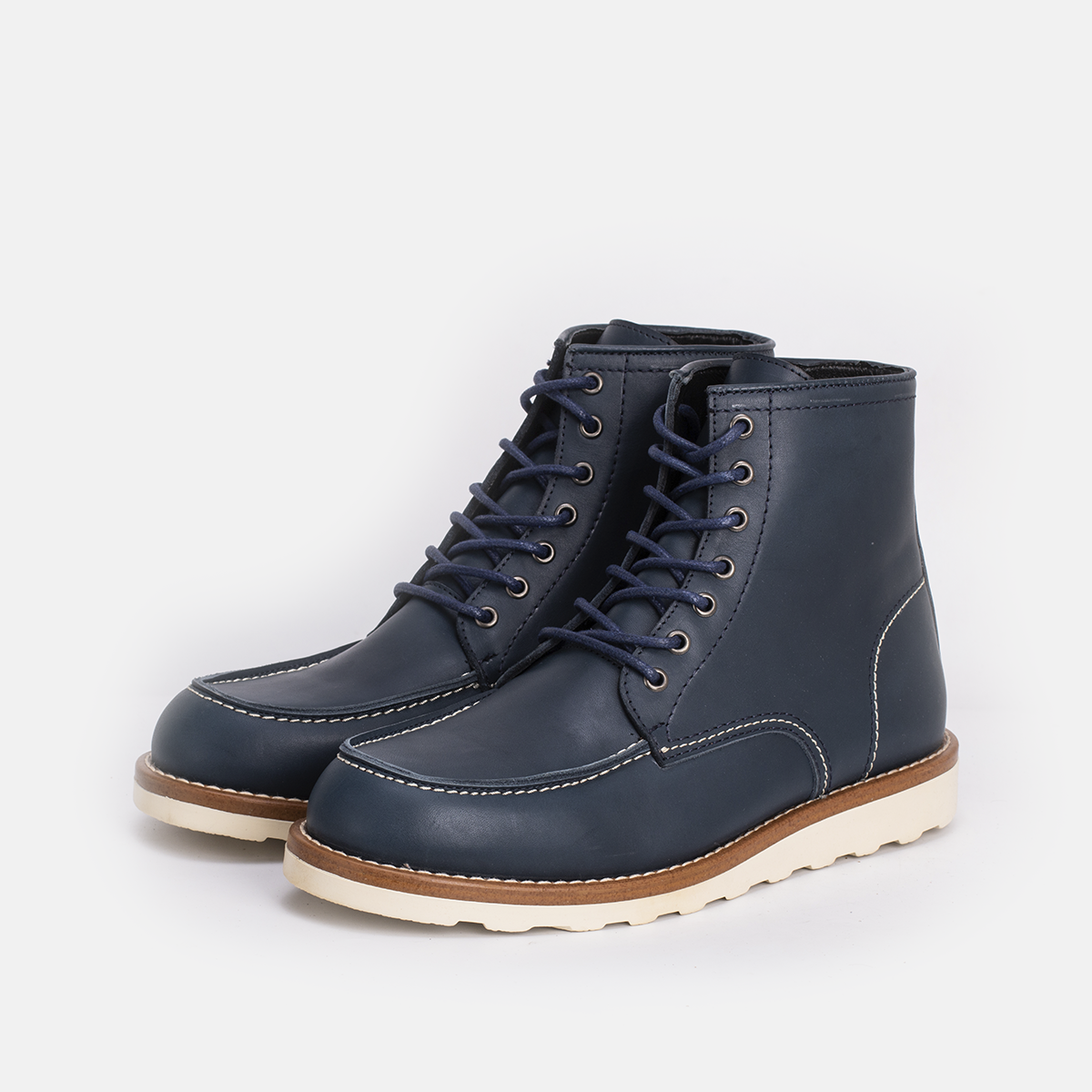 Classic Moc Toe en Cuir Bleu