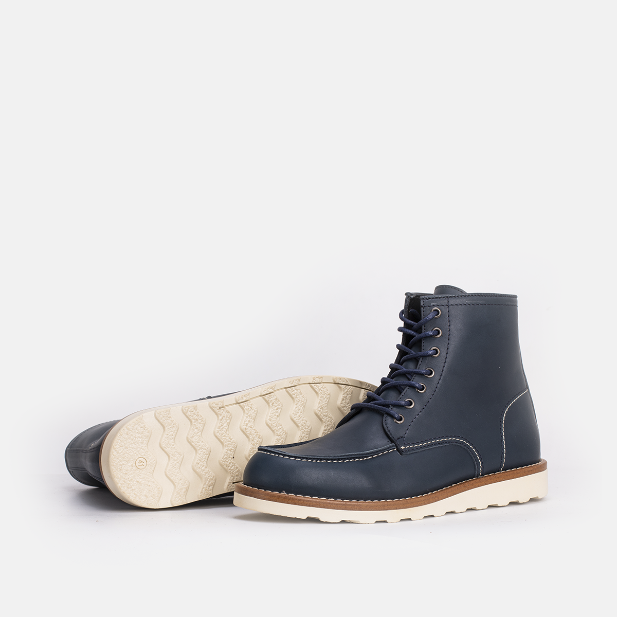 Classic Moc Toe en Cuir Bleu